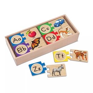 Melissa and Doug Self Correcting Alphabet Letter Puzzle *wooden pieces and box*